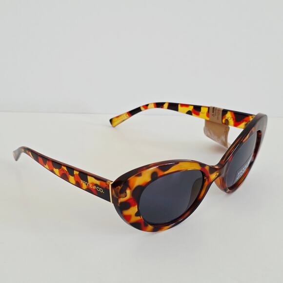 Frye Oversized Cat Eye Tortoise Shell Print Sunglasses Brown Black 100% UV lens - Picture 7 of 10